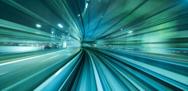 Motion blur of train moving inside tunnel in Tokyo, Japan