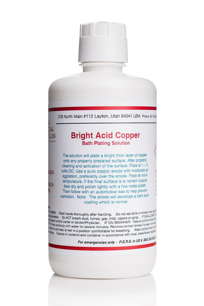 Bright Copper Plating Solution - Bath or Brush